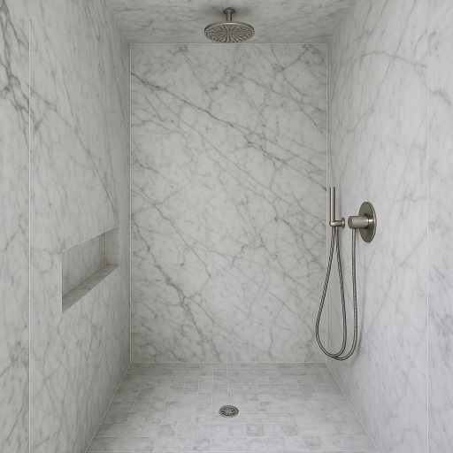 Salle de bain en marbre blanc de Carrare